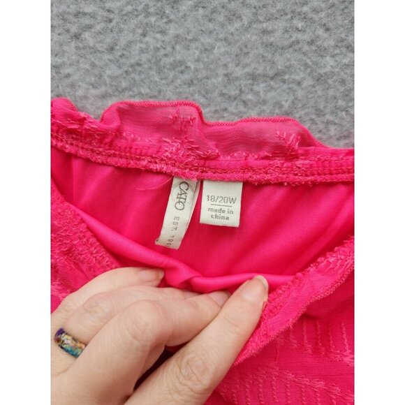 Womens Off-Shoulder Hot Pink Blouse With Lace Detailing & Ruffled Sleeves Size 1 - Picture 2 of 5